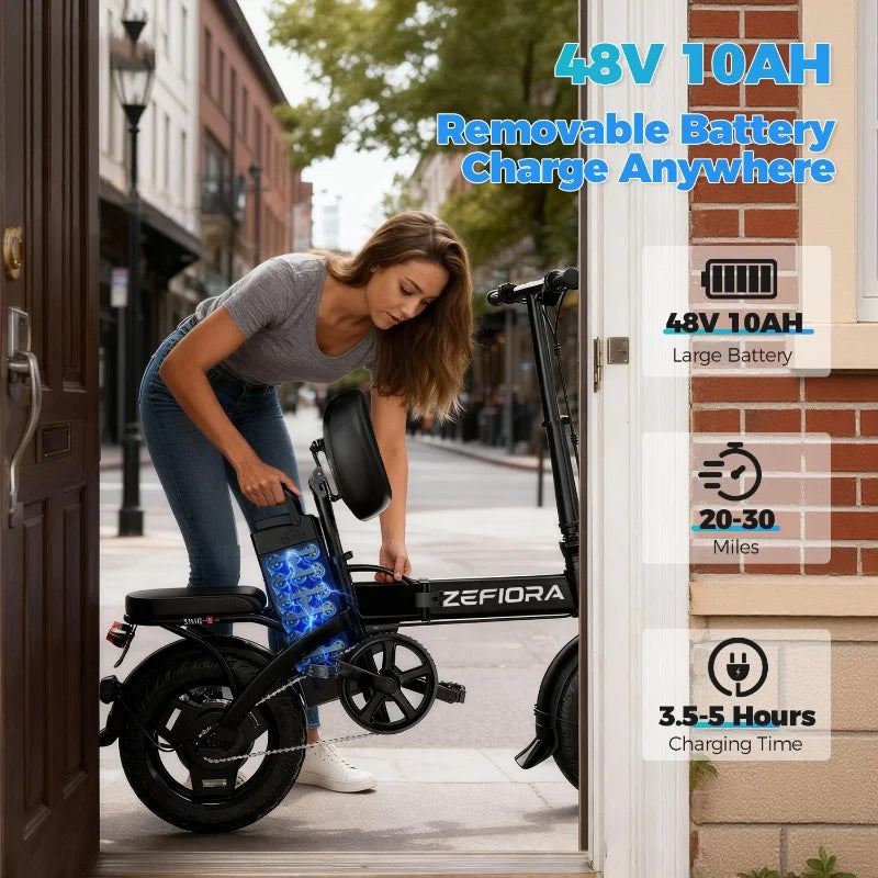 1000W/2000W 48V City Electric Bike – 14" Alloy Frame
