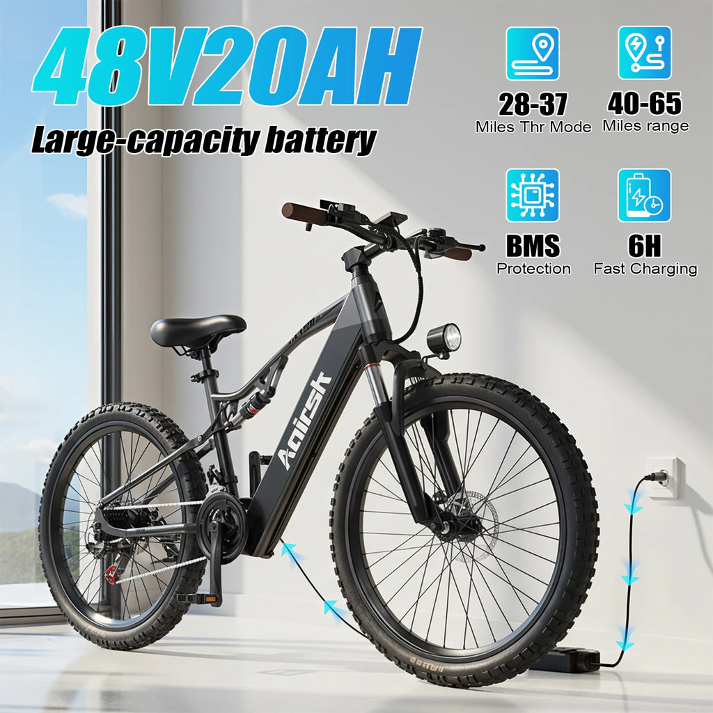 Aairsk XT90 500W Fat Tire Mountain E-Bike – 26"