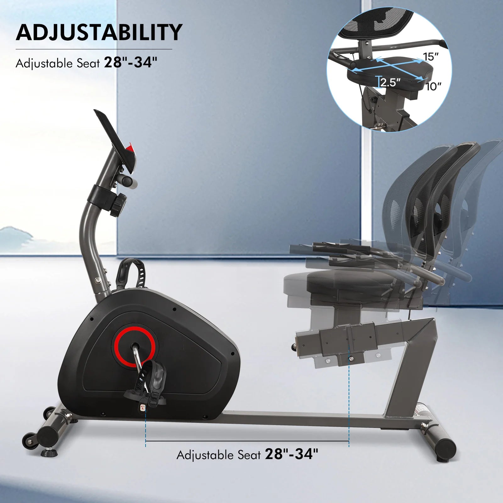 Sturdy Recumbent Exercise Bike with Monitor