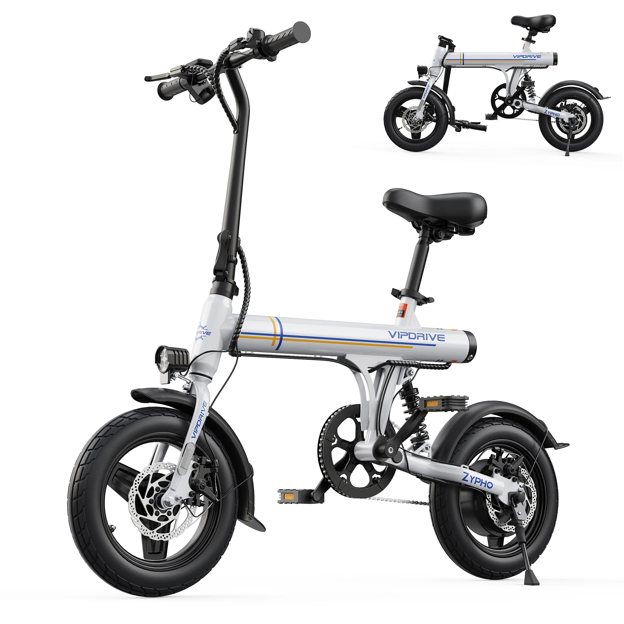 VIPDRIVE Zypho 350W City E-Bike – 14" Compact