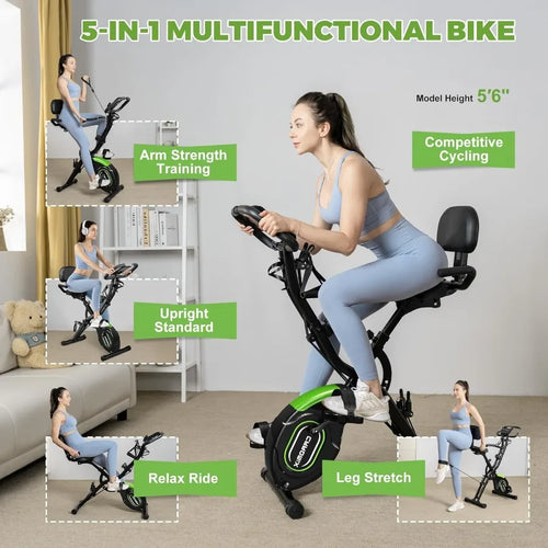 16-Level Folding Magnetic Exercise Bike – 330LB