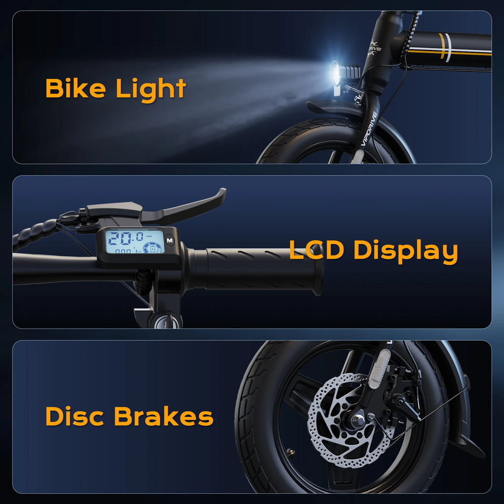 VIPDRIVE Zypho 350W City E-Bike – 14" Compact