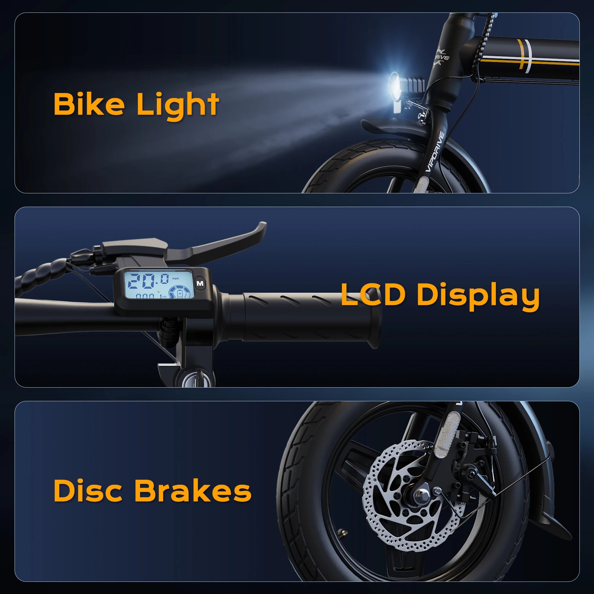 VIPDRIVE Zypho 350W City E-Bike – 14" Compact
