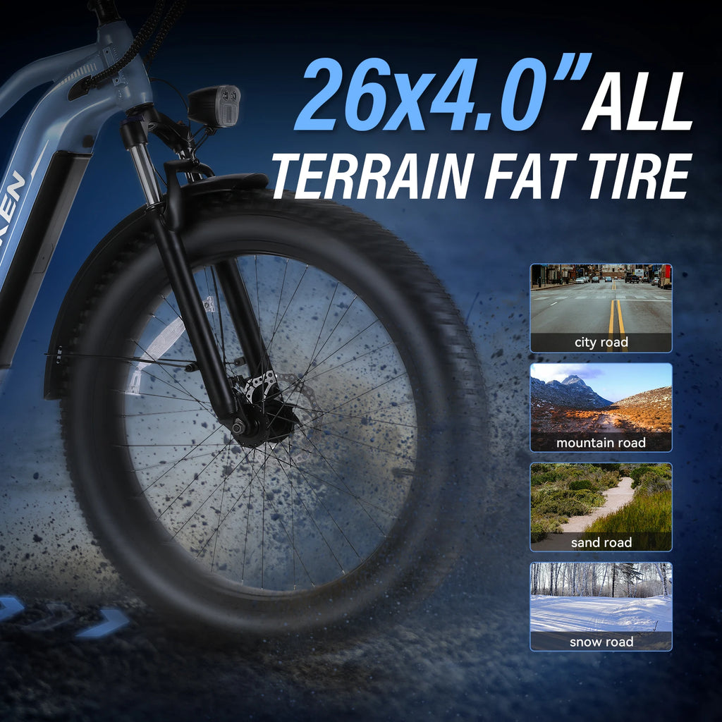 1500W 26" Fat Tire Electric Bike – 60 Mile Range