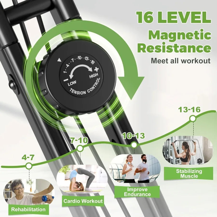 16-Level Folding Magnetic Exercise Bike – 330LB