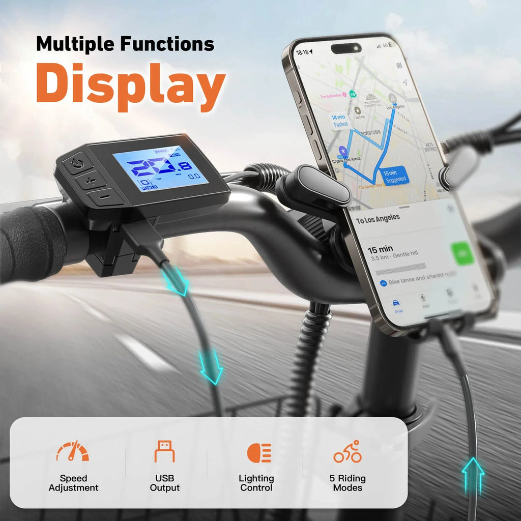 QRONGE 1000W Folding Electric Bike – 70 Mile Range