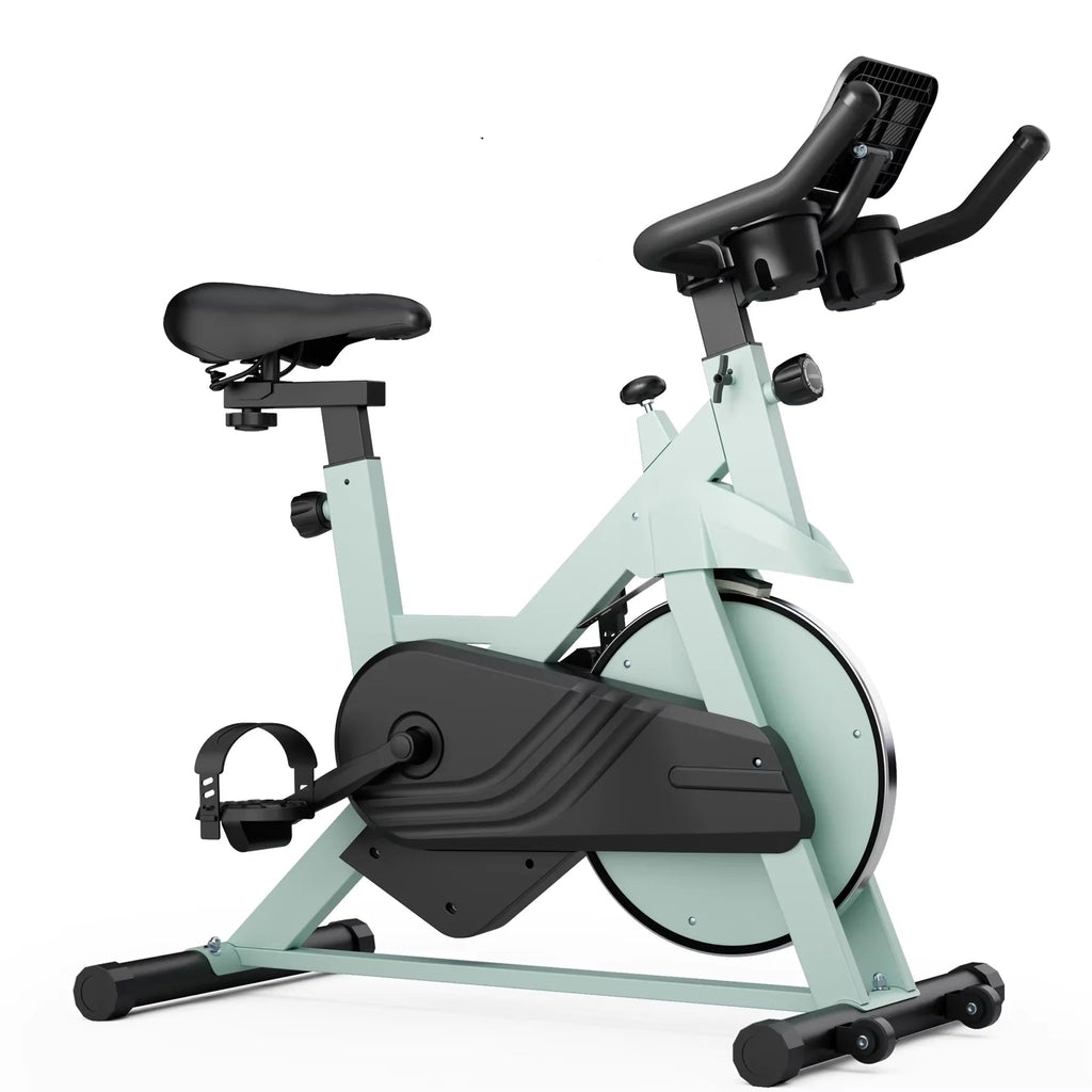 Light blue exercise bike